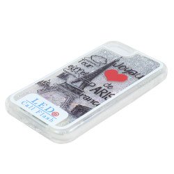 iPhone 7 LED Flash Design Liquid Star Dust Case (Eiffel Tower Silver)